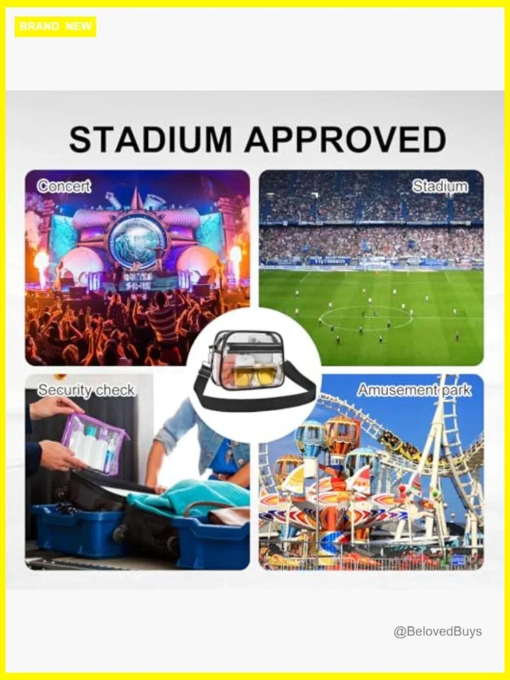 Clear Stadium Approved Crossbody Bag with Adjustable Strap for Concerts and